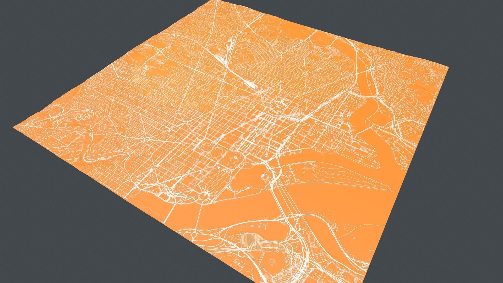 Streets and roads City Washington USA 3D model_9