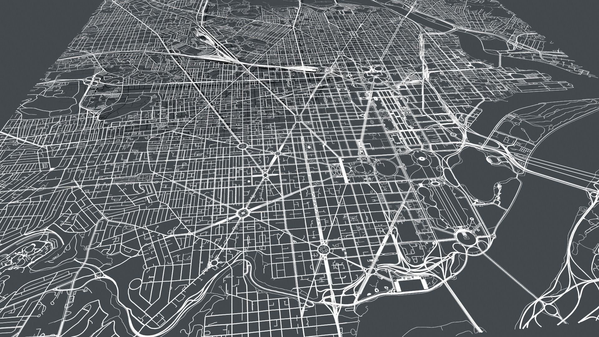 Streets and roads City Washington USA 3D model_14