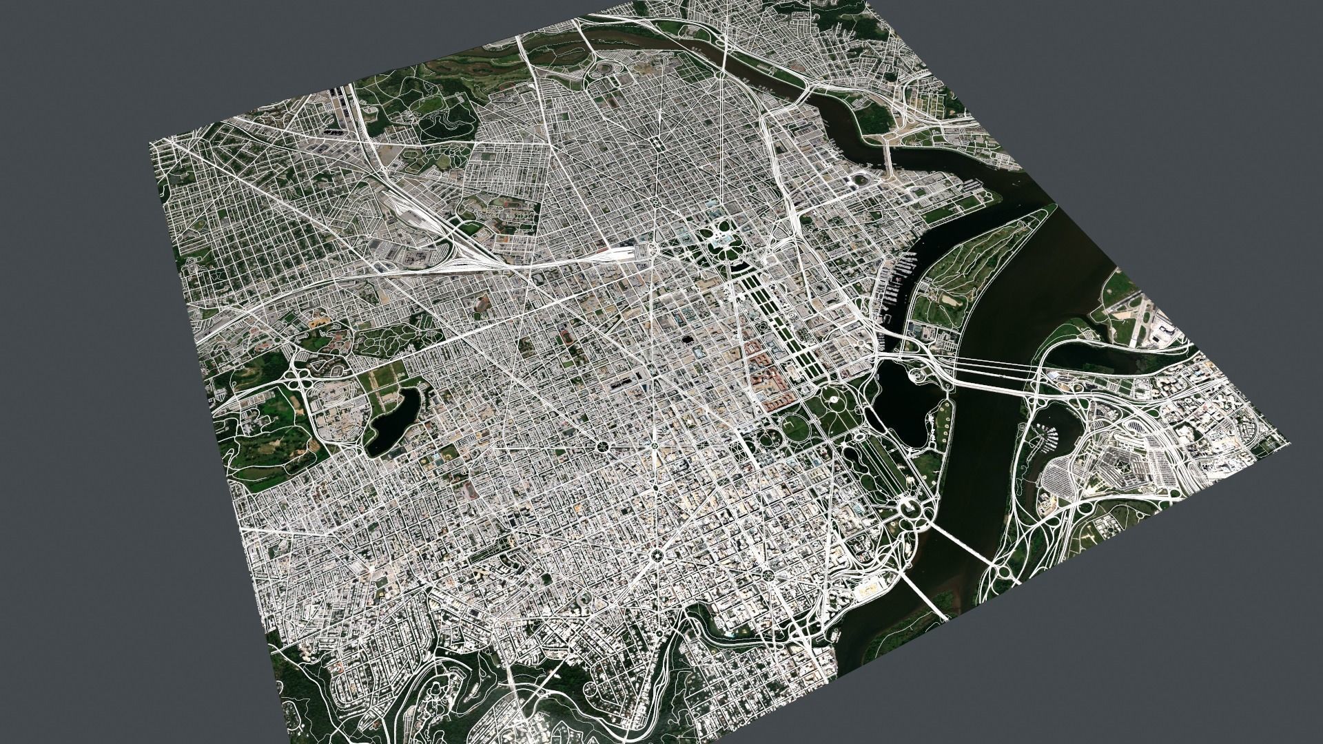 Streets and roads City Washington USA 3D model_4