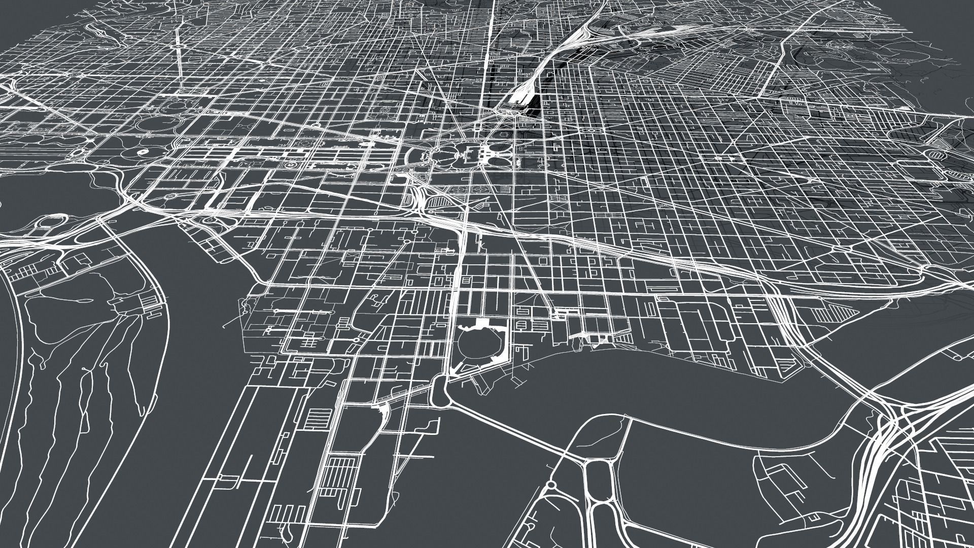 Streets and roads City Washington USA 3D model_7