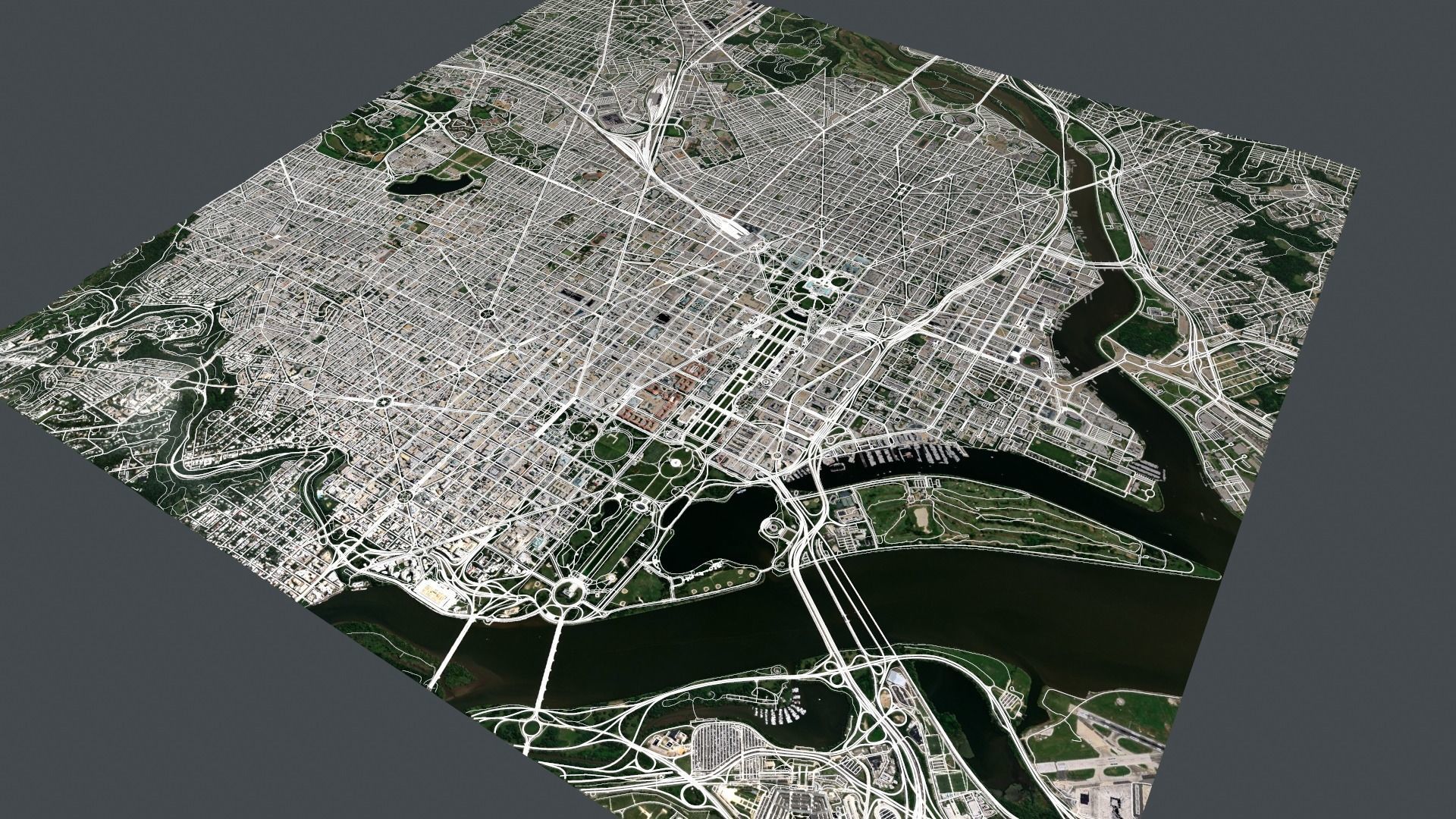 Streets and roads City Washington USA 3D model_3