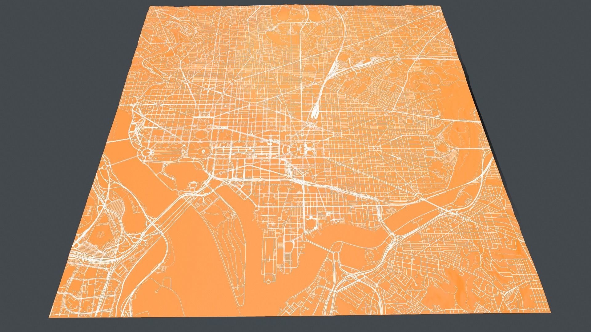 Streets and roads City Washington USA 3D model_8