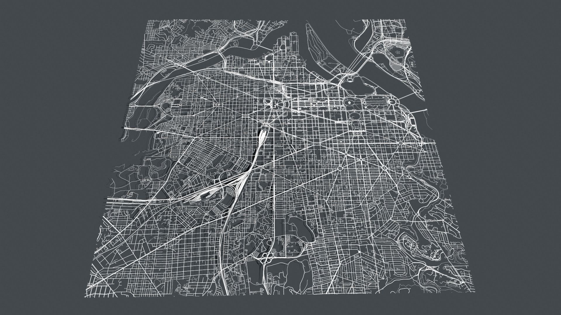 Streets and roads City Washington USA 3D model_11