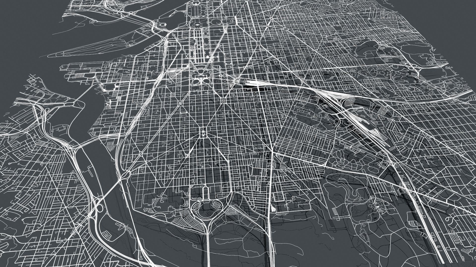 Streets and roads City Washington USA 3D model_13