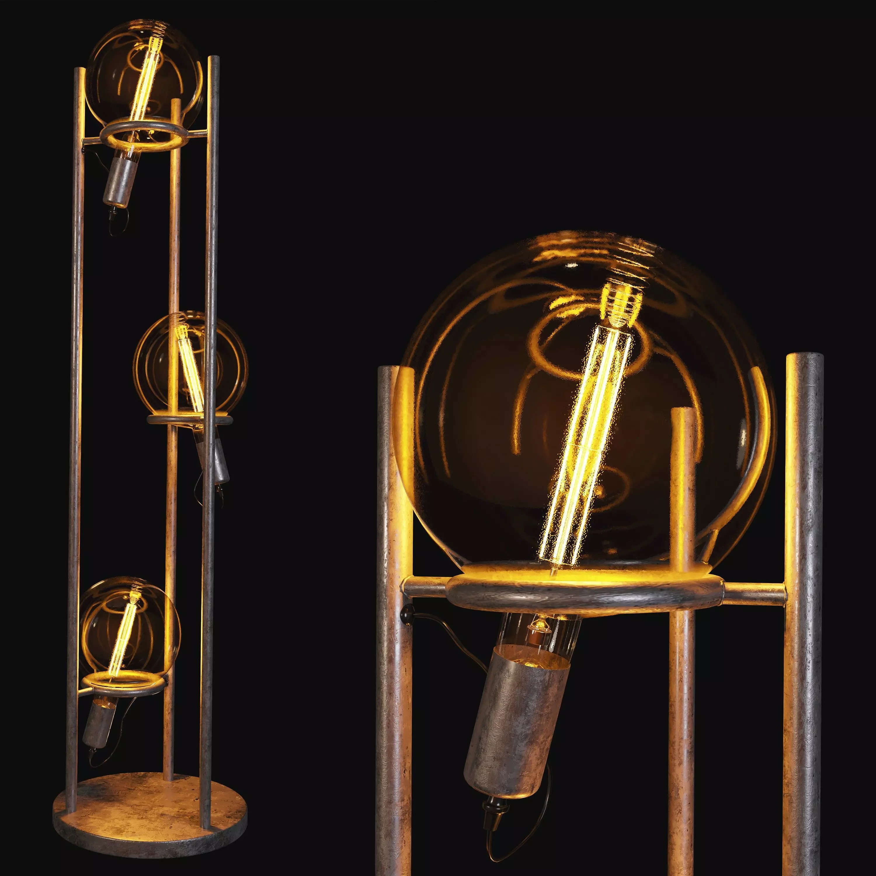 Pier Import Vintage floor lamp style portable 3 lamps RALF 3D model_0