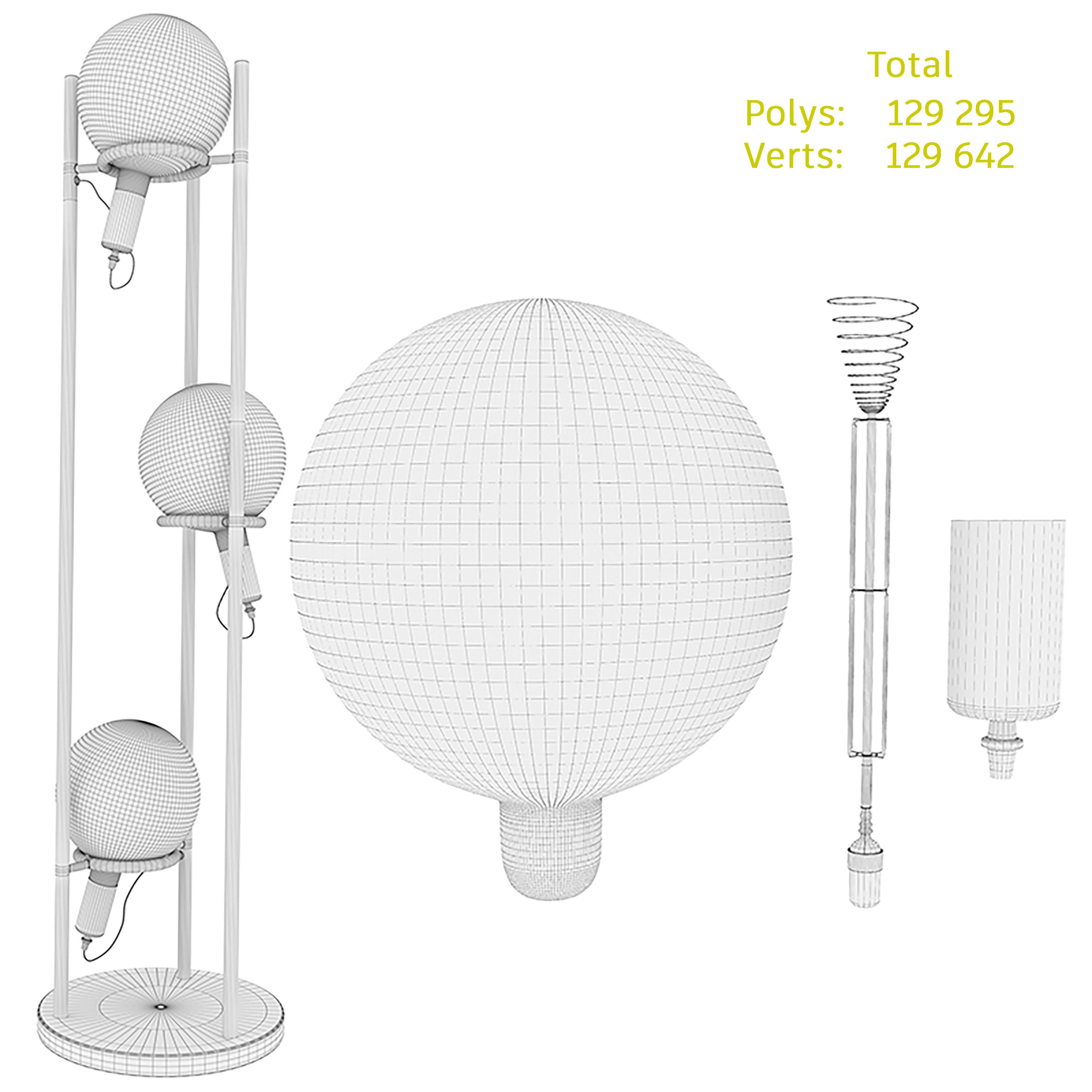 Pier Import Vintage floor lamp style portable 3 lamps RALF 3D model_1