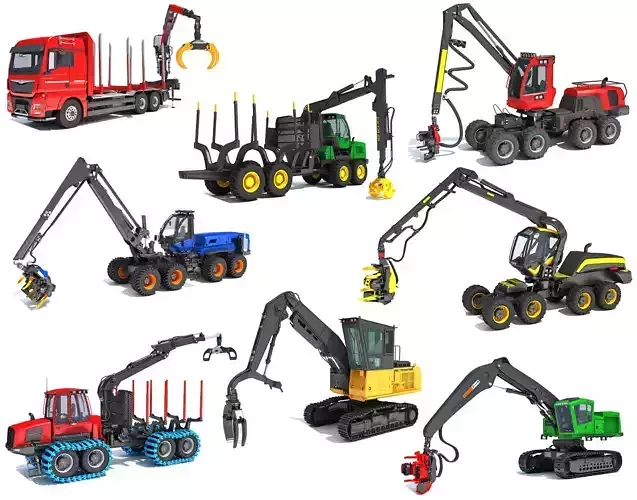Forestry Machinery Set 3D Model Collection