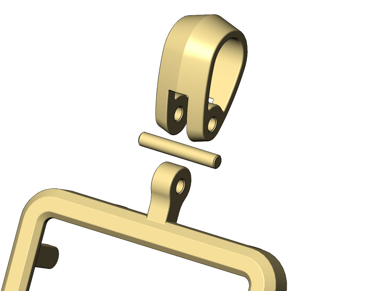 Simple gold bar frames with bail 3D print model_9