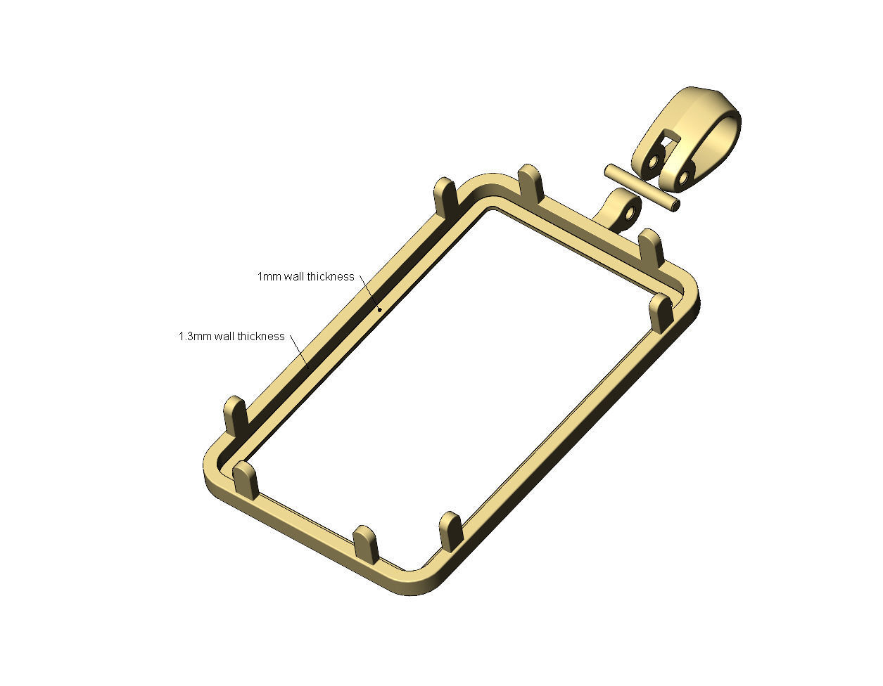 Simple gold bar frames with bail 3D print model_8