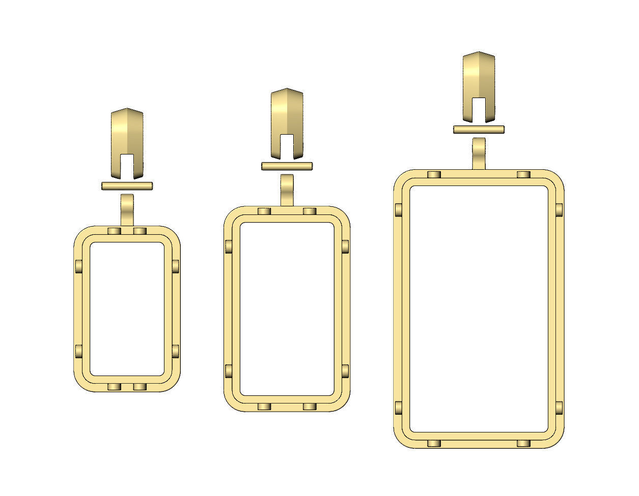 Simple gold bar frames with bail 3D print model_10