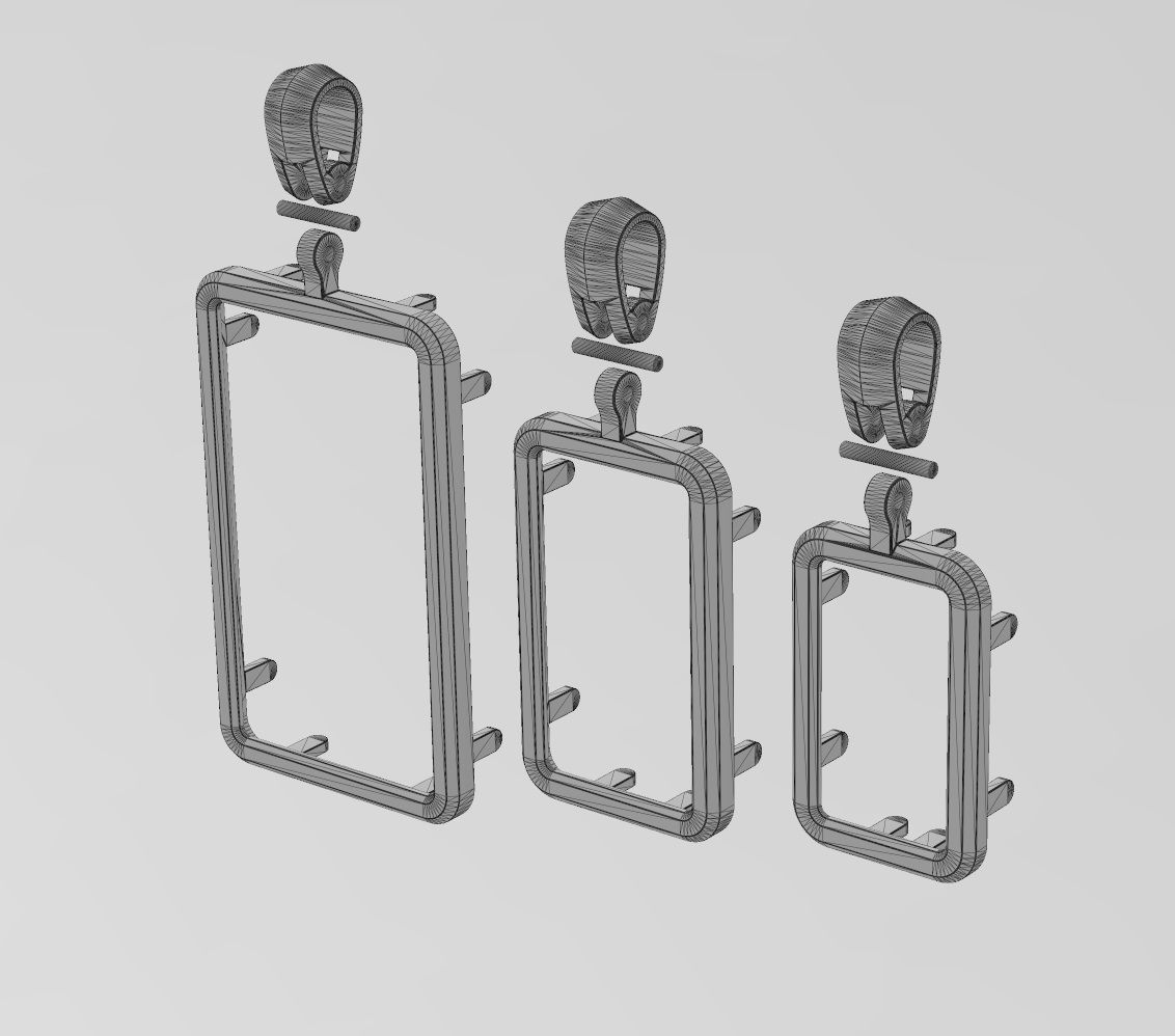 Simple gold bar frames with bail 3D print model_14