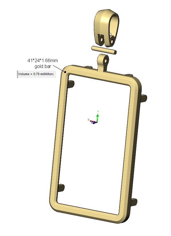 Simple gold bar frames with bail 3D print model_11