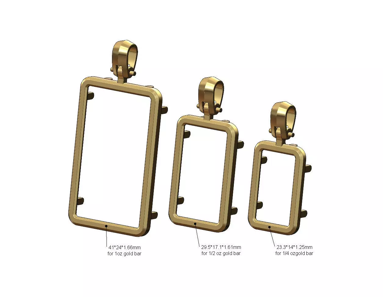 Simple gold bar frames with bail 3D print model_0