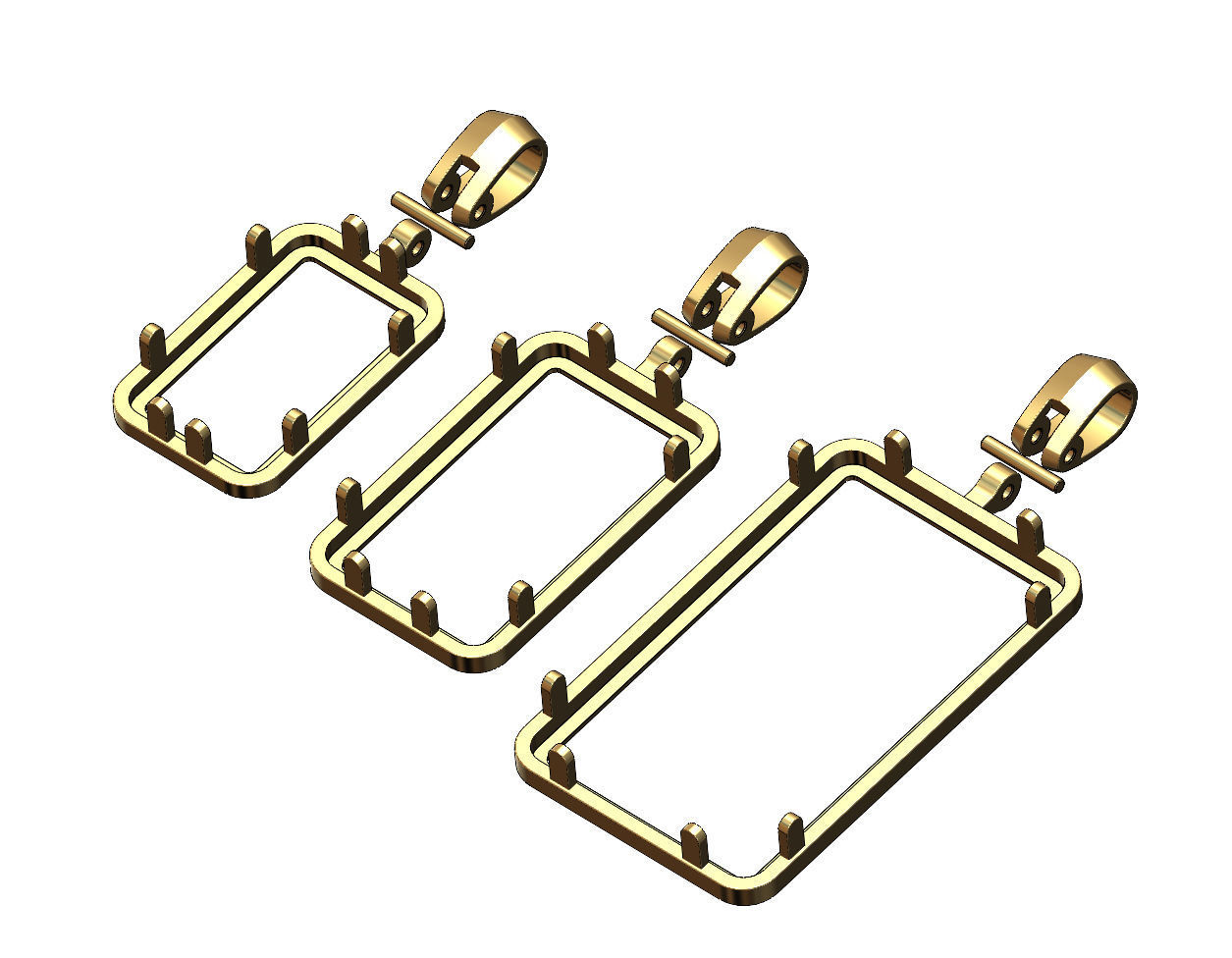Simple gold bar frames with bail 3D print model_4