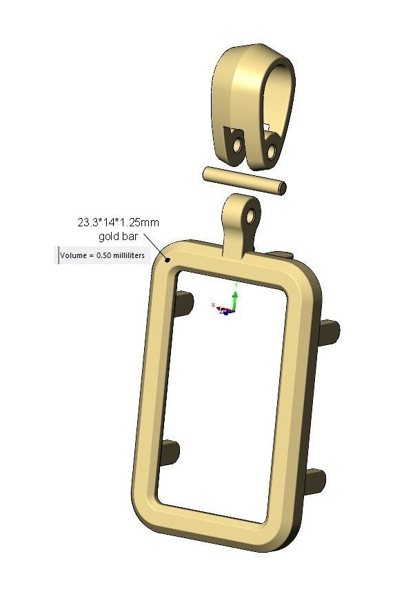 Simple gold bar frames with bail 3D print model_13
