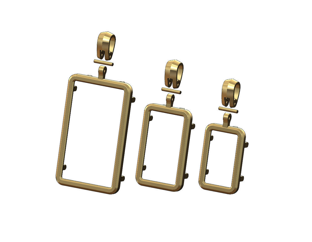 Simple gold bar frames with bail 3D print model_2