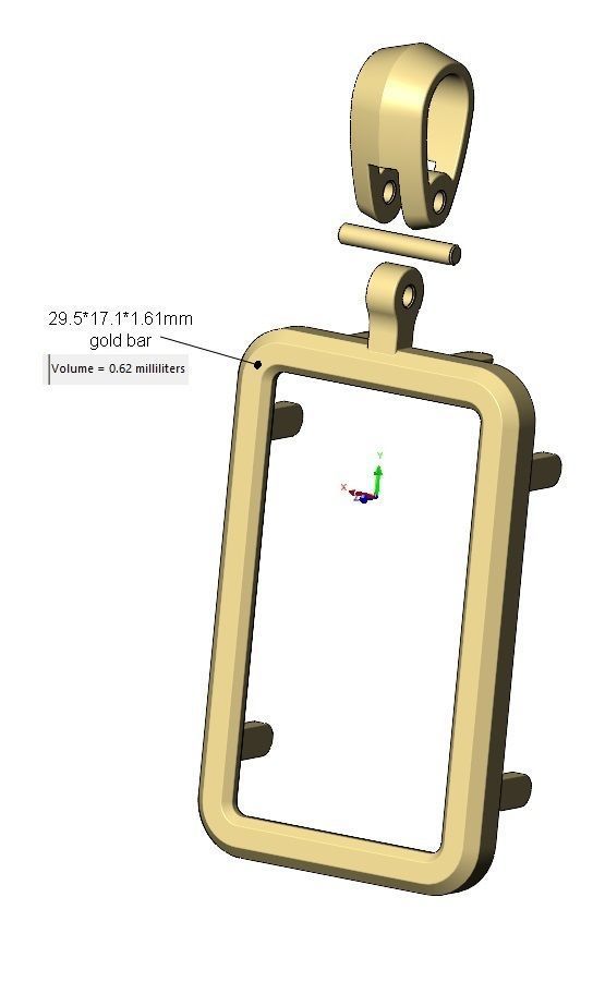 Simple gold bar frames with bail 3D print model_12
