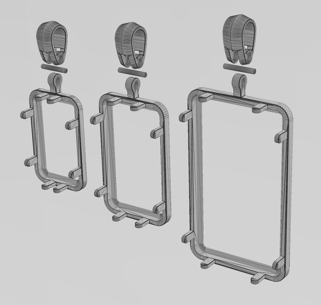 Simple gold bar frames with bail 3D print model_15