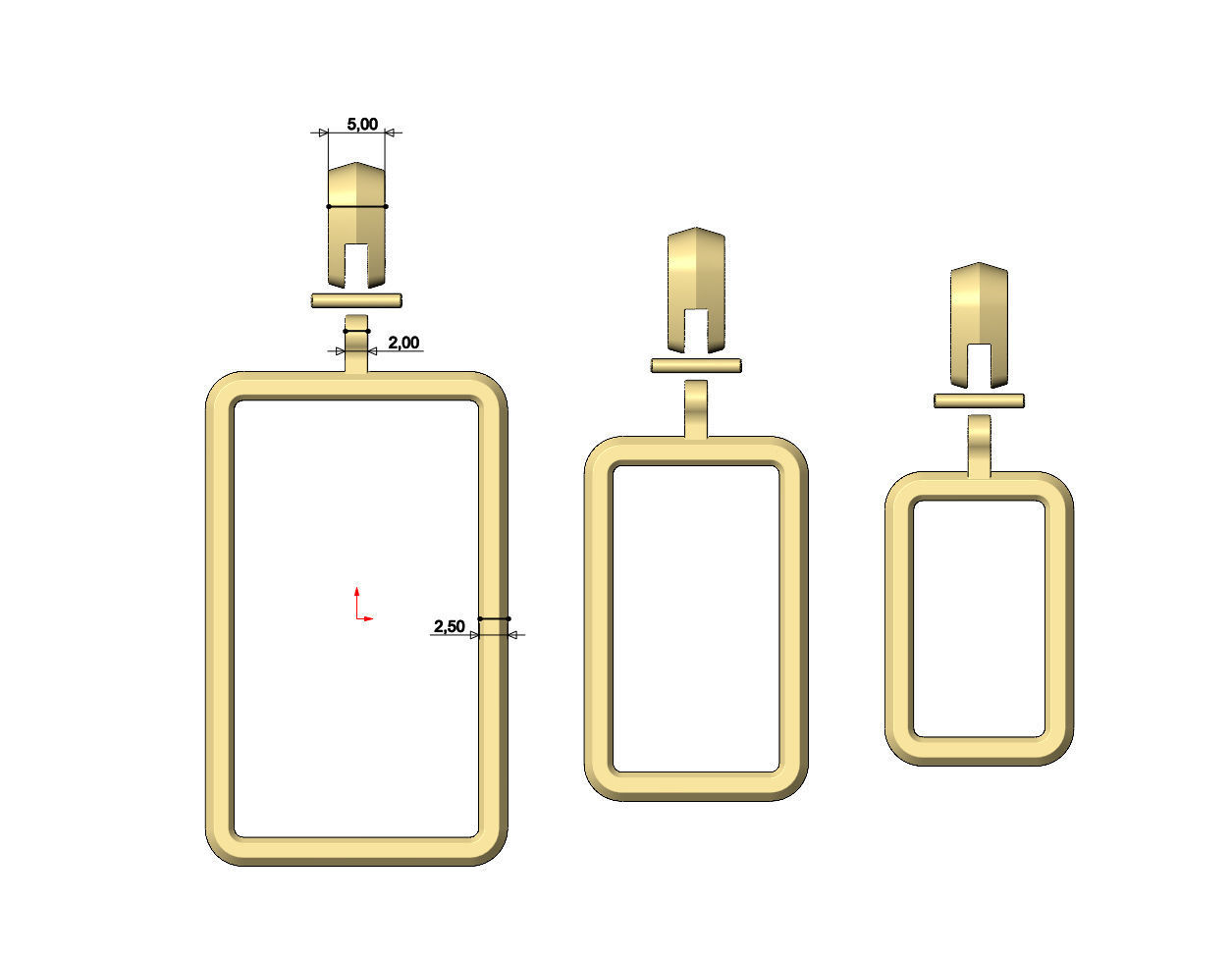 Simple gold bar frames with bail 3D print model_5