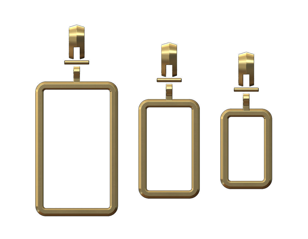 Simple gold bar frames with bail 3D print model_3