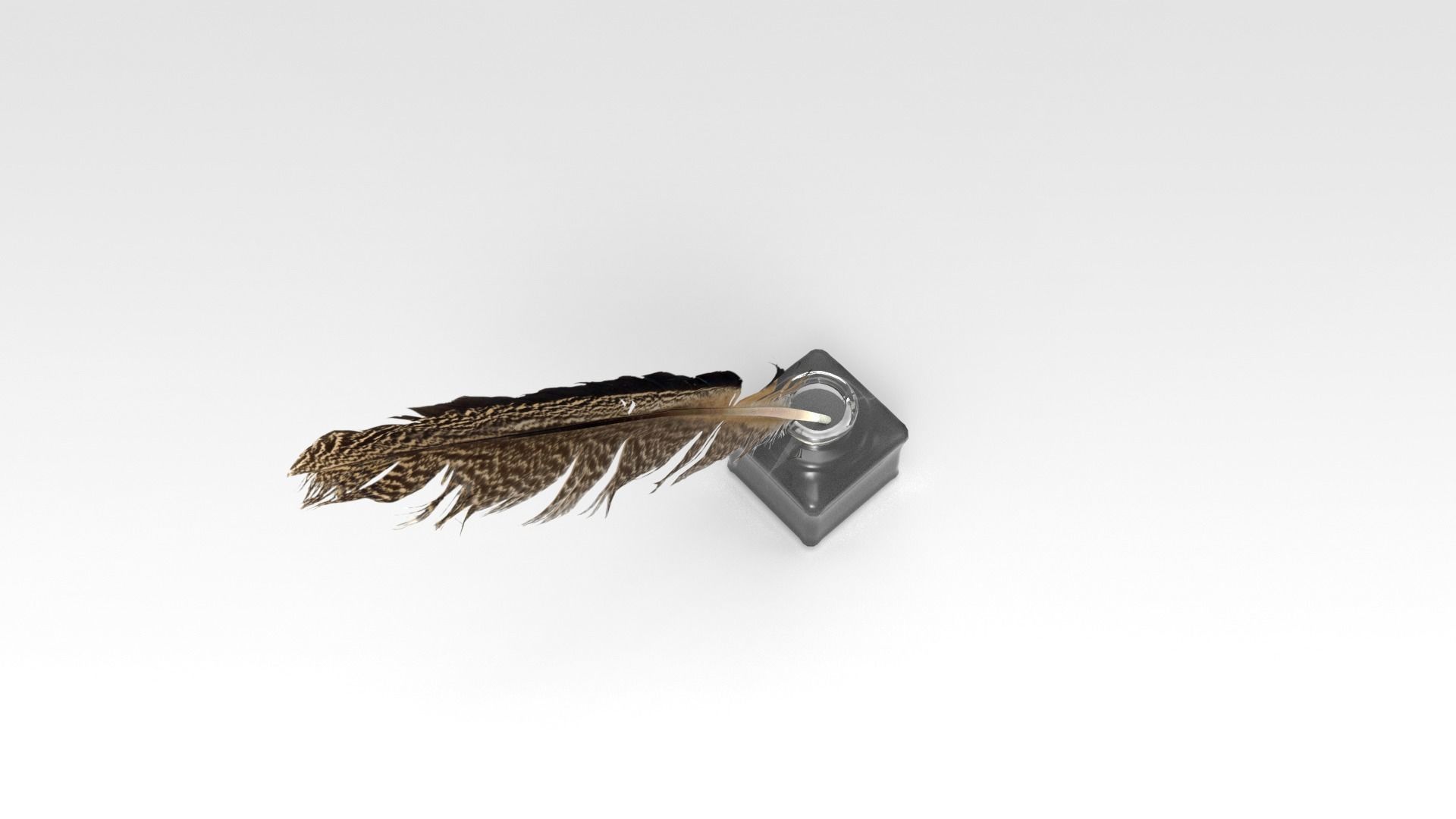 Inkwell feather quill in bottle 3D model_3