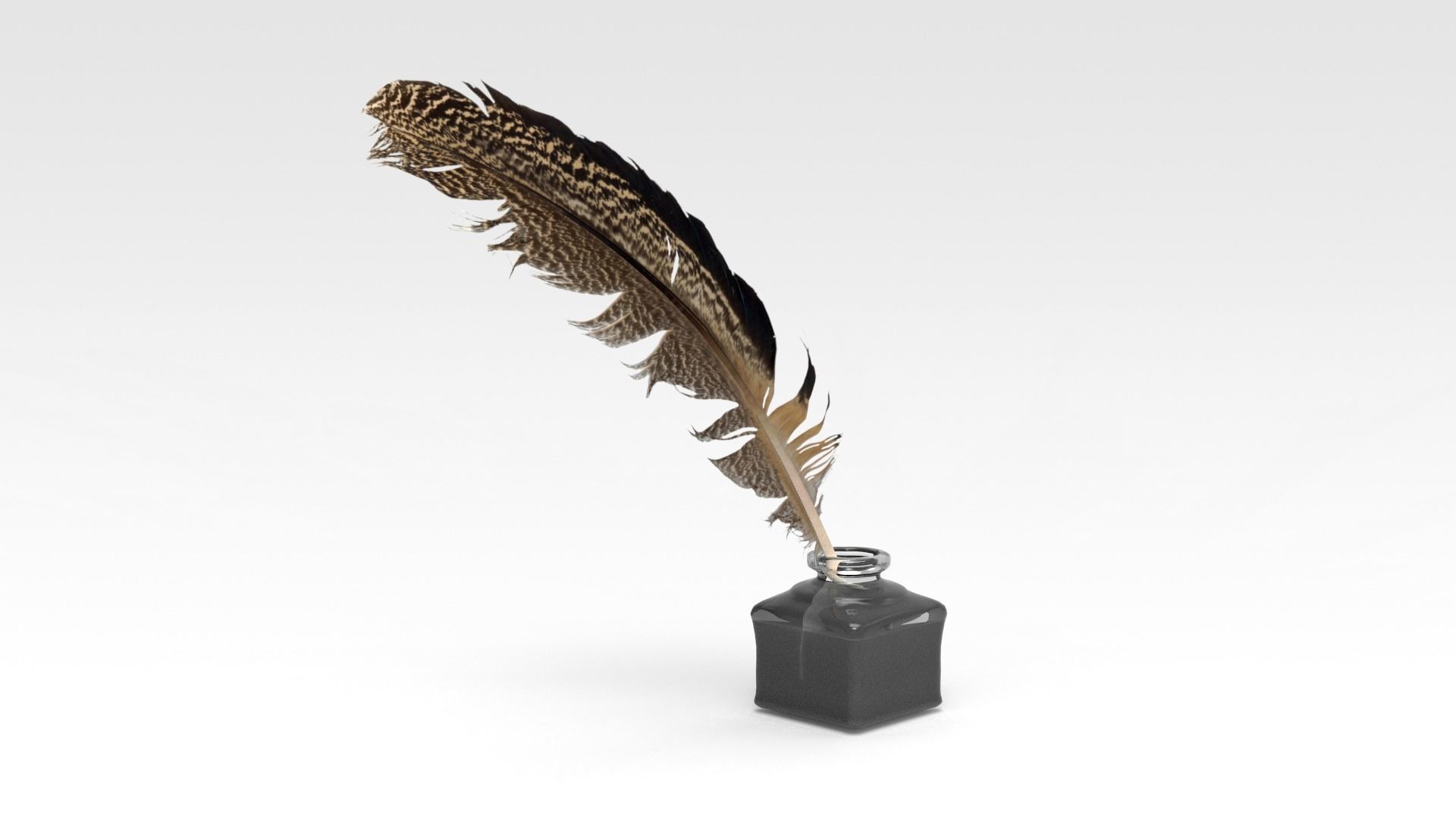 Inkwell feather quill in bottle 3D model_2