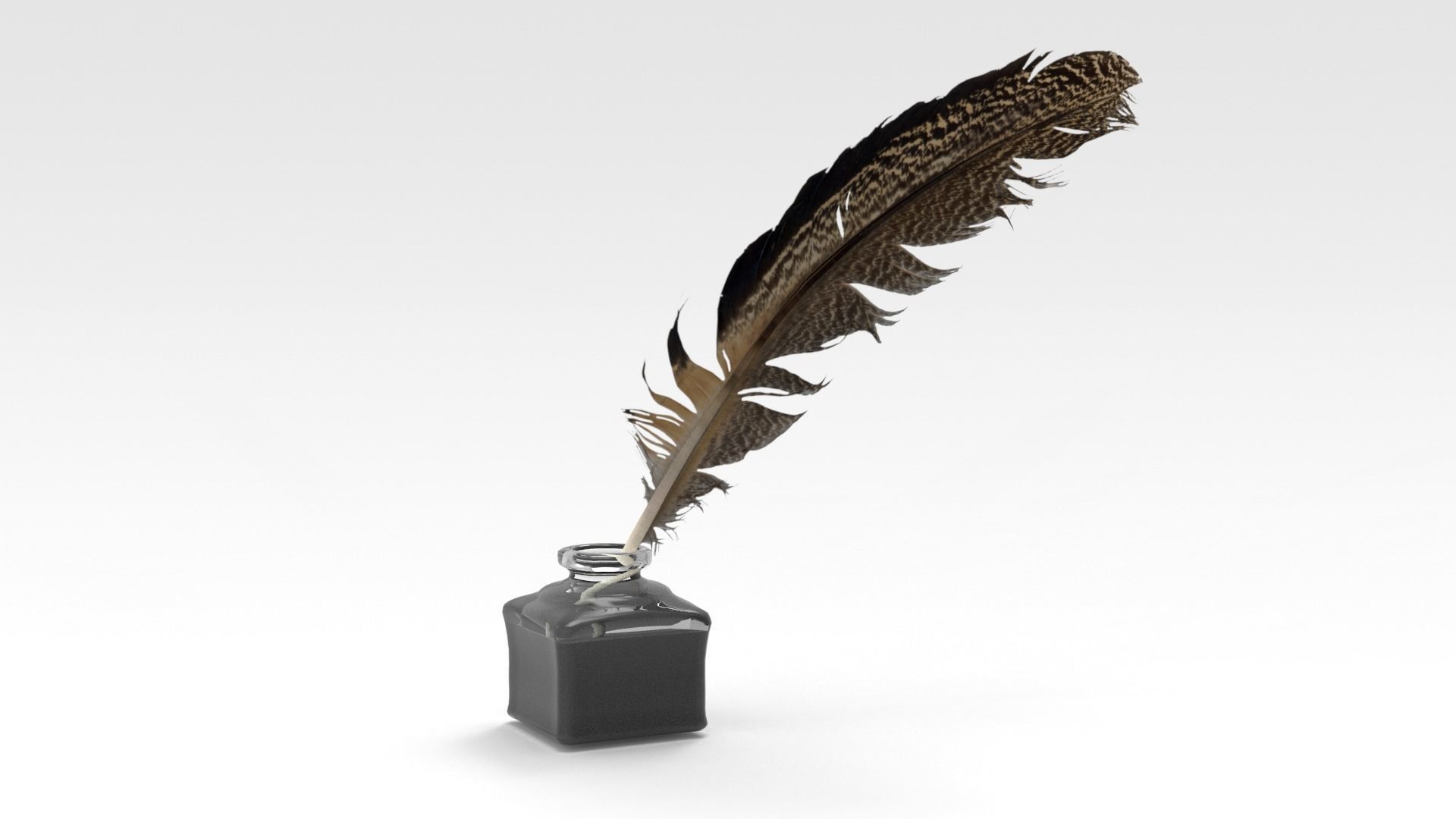 Inkwell feather quill in bottle 3D model_4