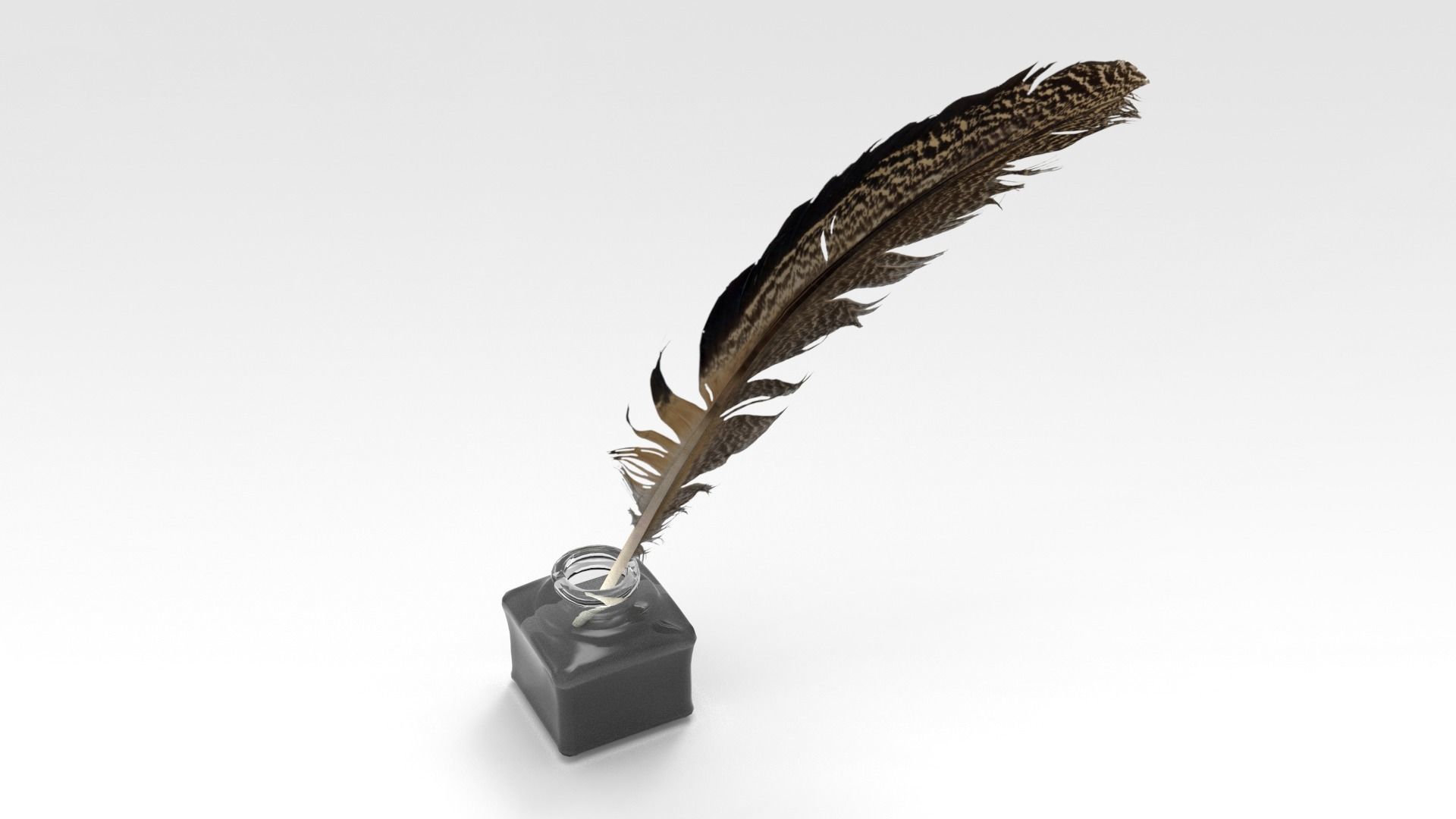 Inkwell feather quill in bottle 3D model_1