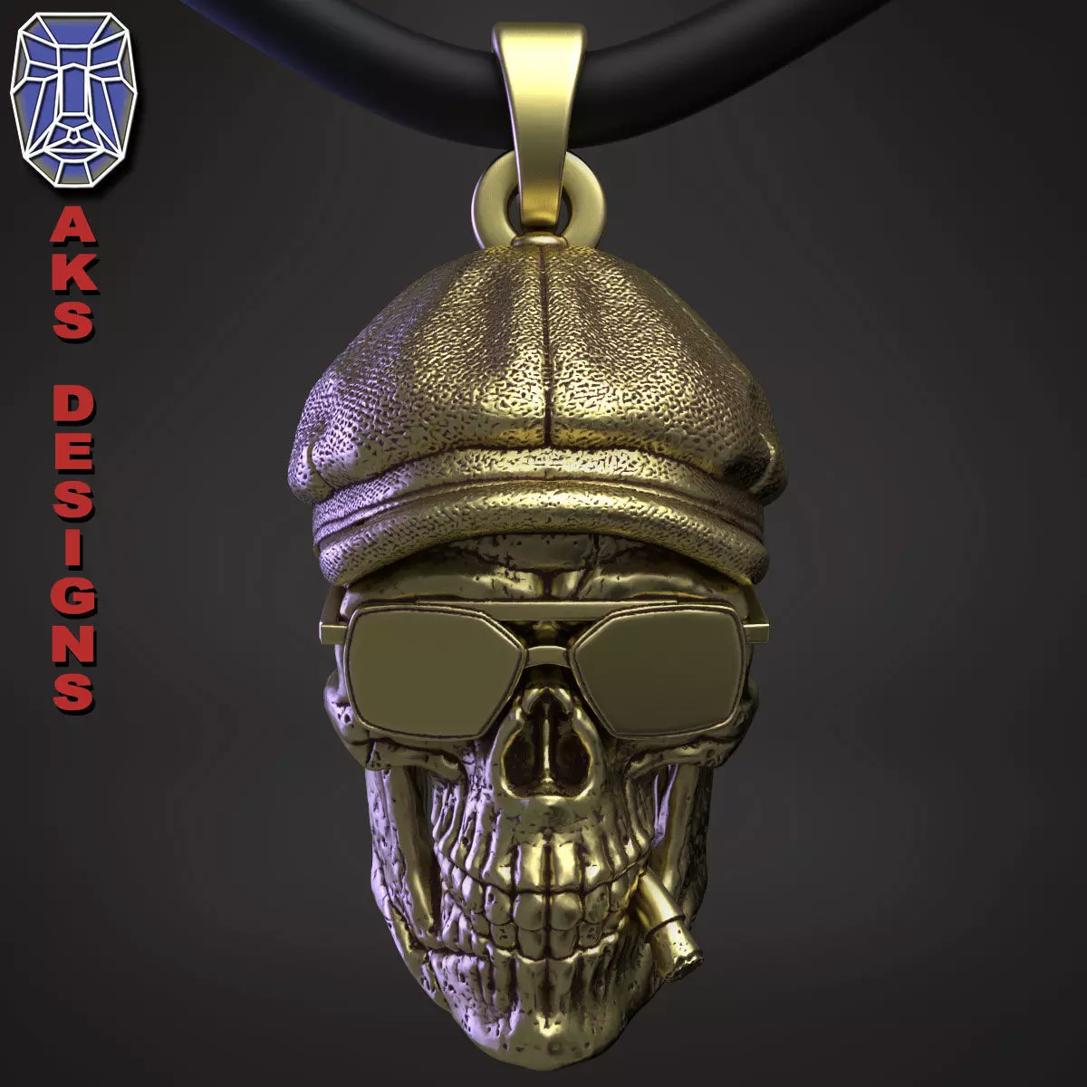 skull Pendant jewelry Gangster version 2 3D print model