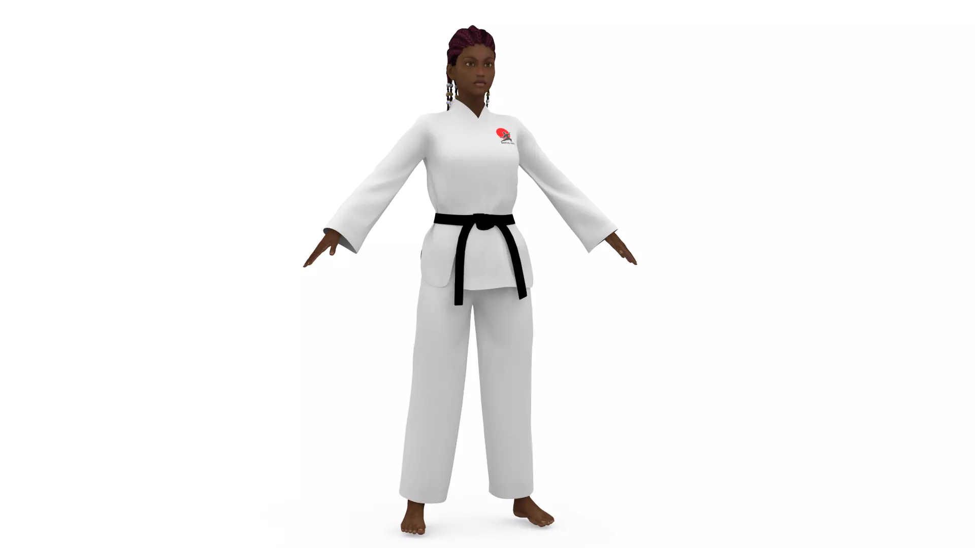 Karate Girl 01 3D model_0