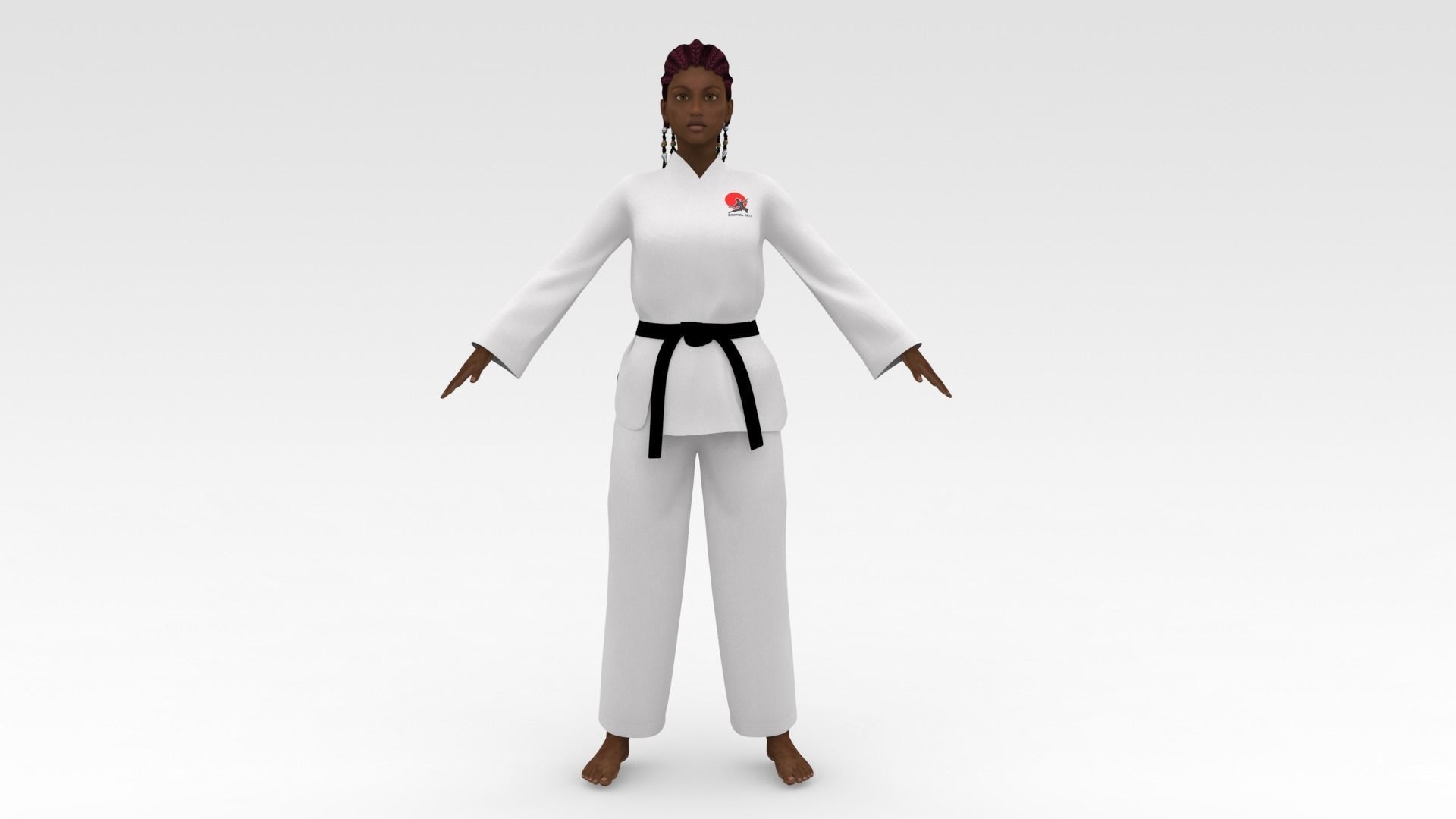 Karate Girl 01 3D model_6
