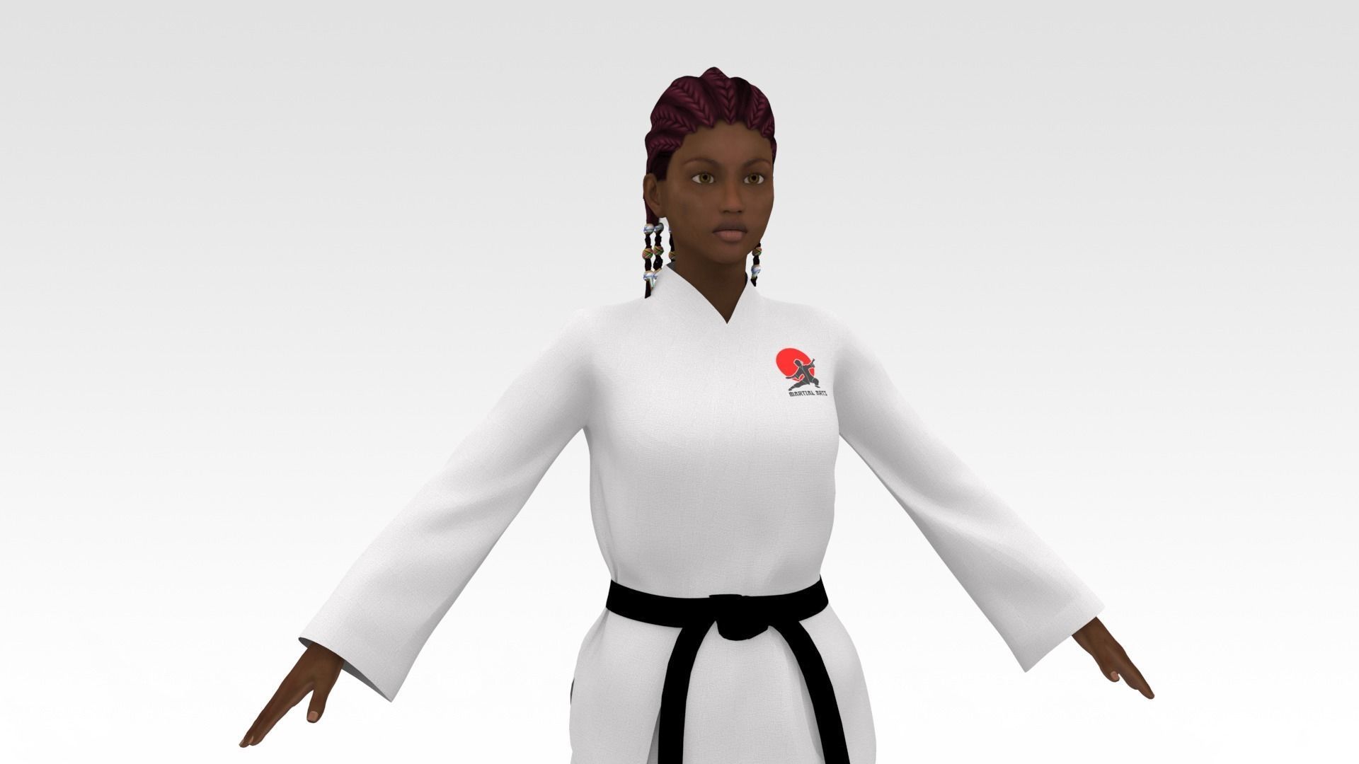 Karate Girl 01 3D model_1