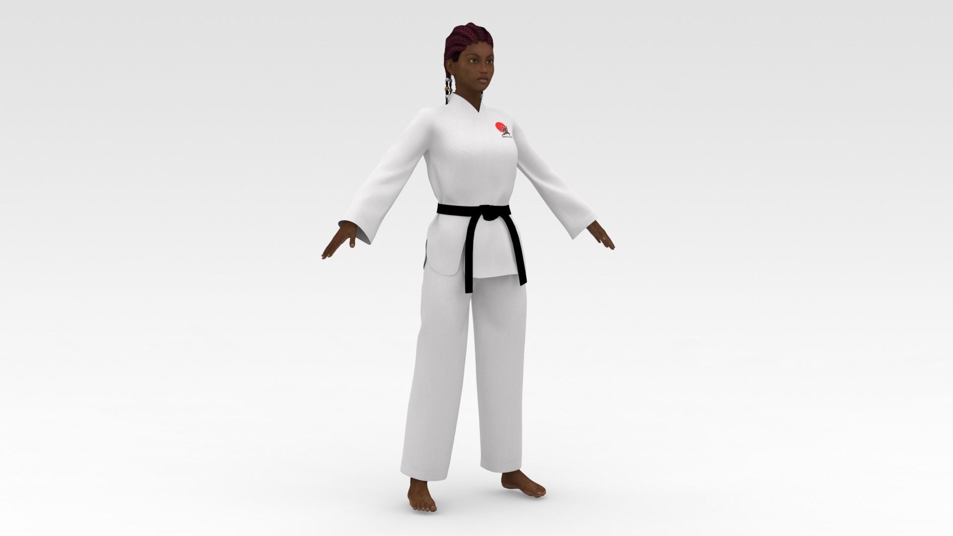 Karate Girl 01 3D model_5