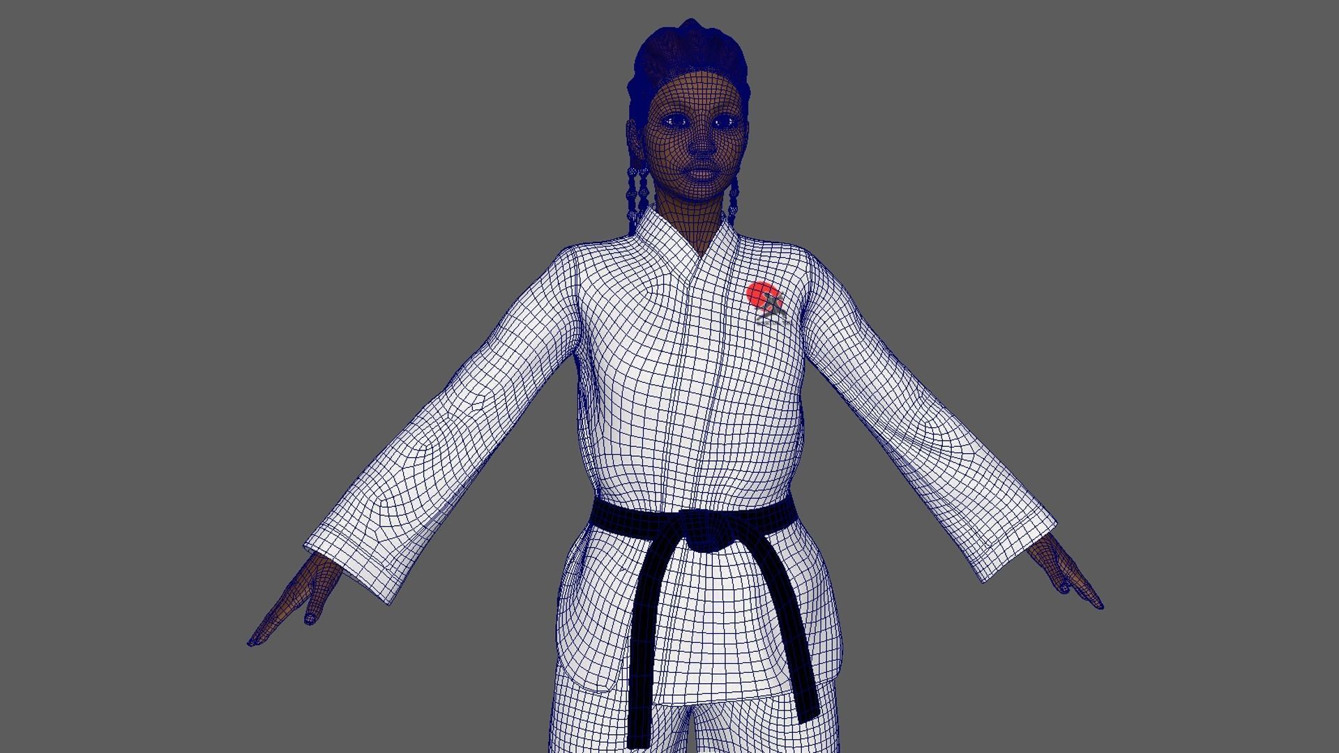 Karate Girl 01 3D model_7