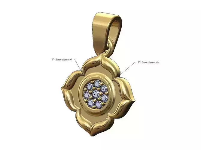 Diamond cluster floral pendant with bail