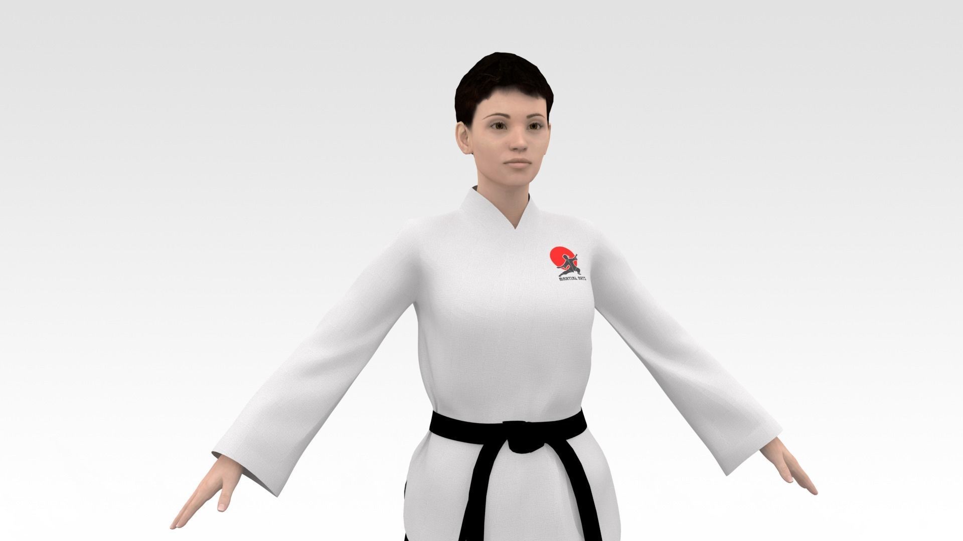 Karate Girl 03 3D model_1