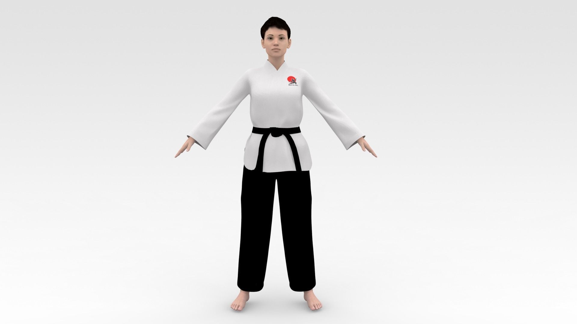 Karate Girl 03 3D model_6