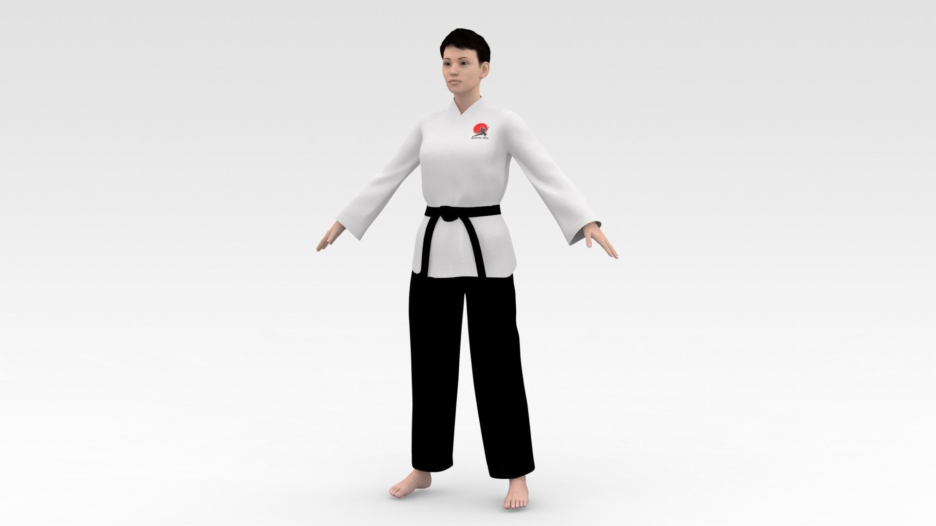 Karate Girl 03 3D model_2