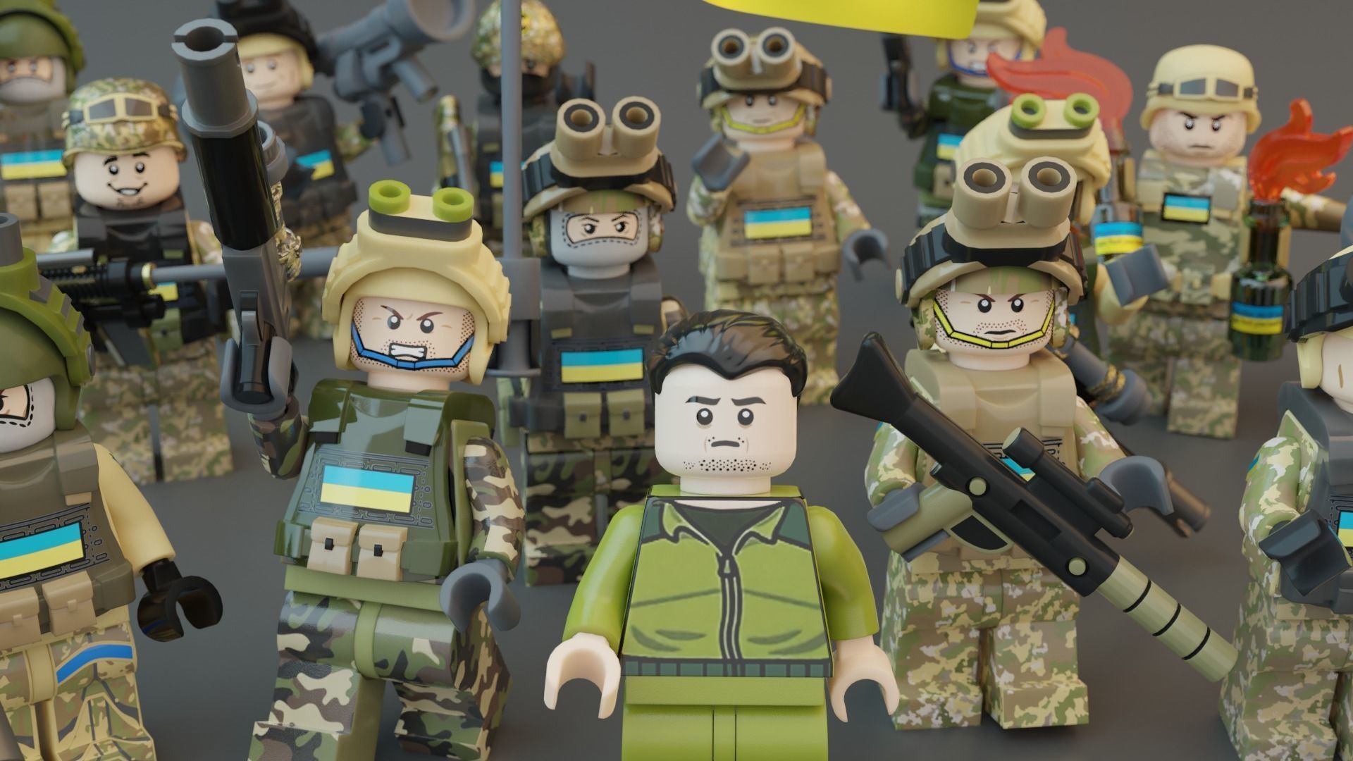 Volodymyr Zelenskyy Ukrainian President   with UA Force squad 3D model_3