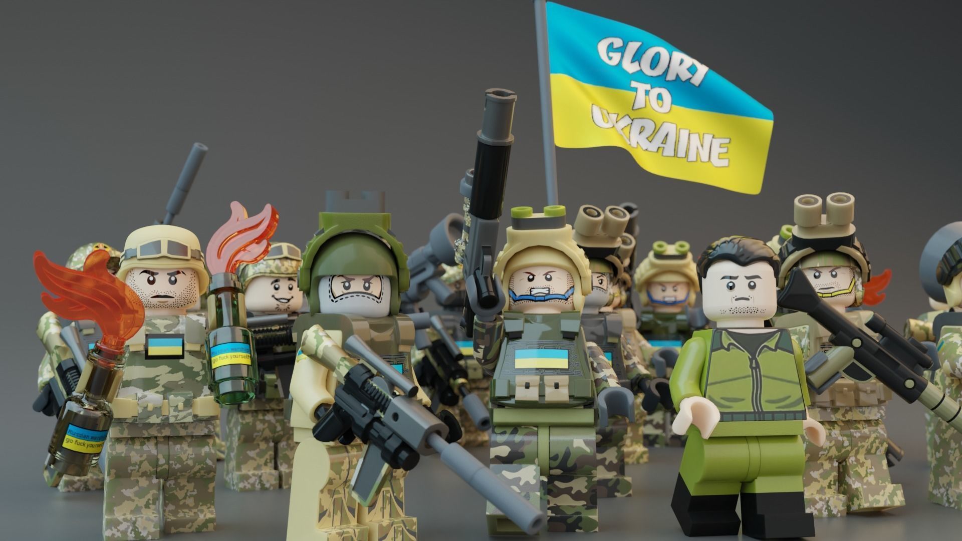 Volodymyr Zelenskyy Ukrainian President   with UA Force squad 3D model_9