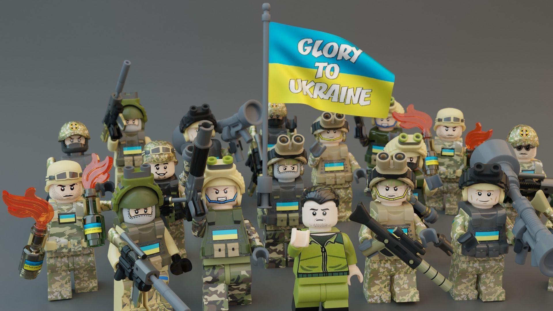 Volodymyr Zelenskyy Ukrainian President   with UA Force squad 3D model_8
