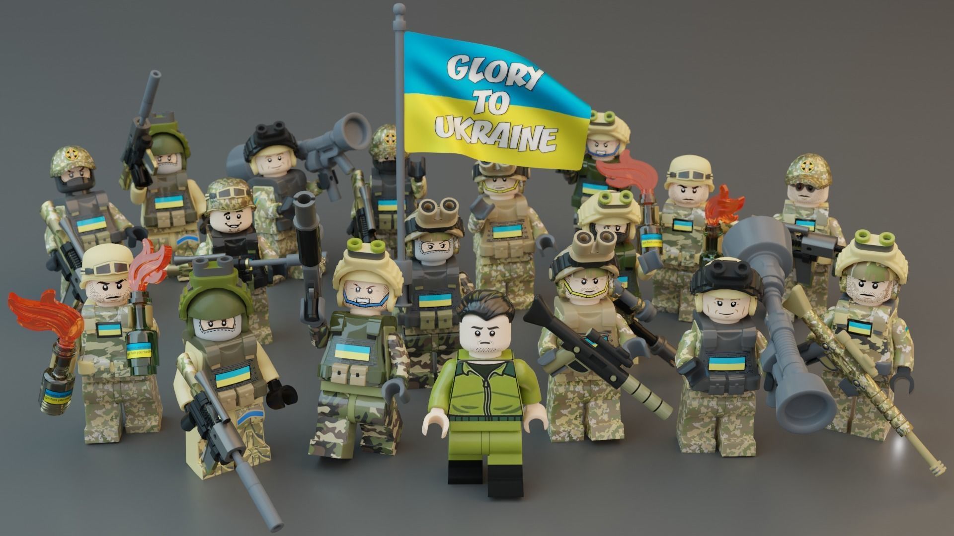 Volodymyr Zelenskyy Ukrainian President   with UA Force squad 3D model_6