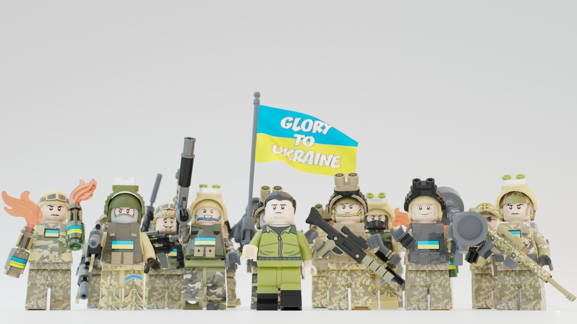 Volodymyr Zelenskyy Ukrainian President   with UA Force squad 3D model_5