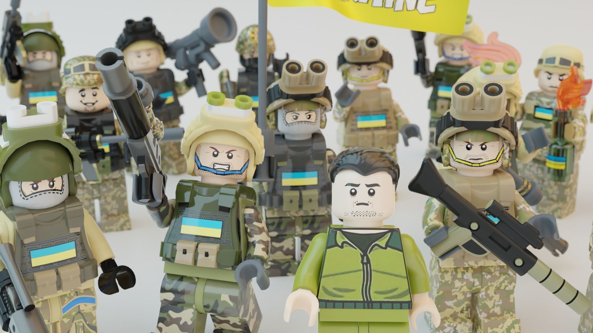 Volodymyr Zelenskyy Ukrainian President   with UA Force squad 3D model_4