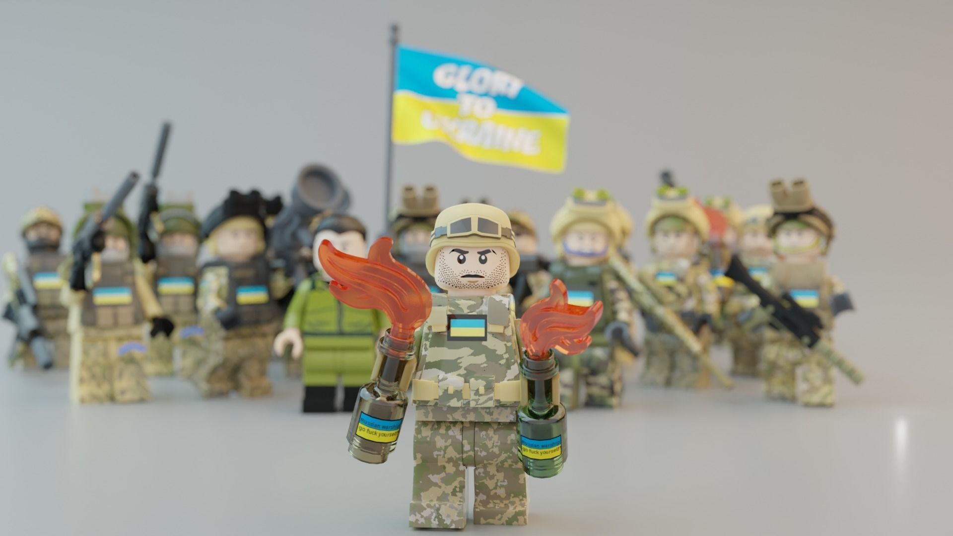 Volodymyr Zelenskyy Ukrainian President   with UA Force squad 3D model_15