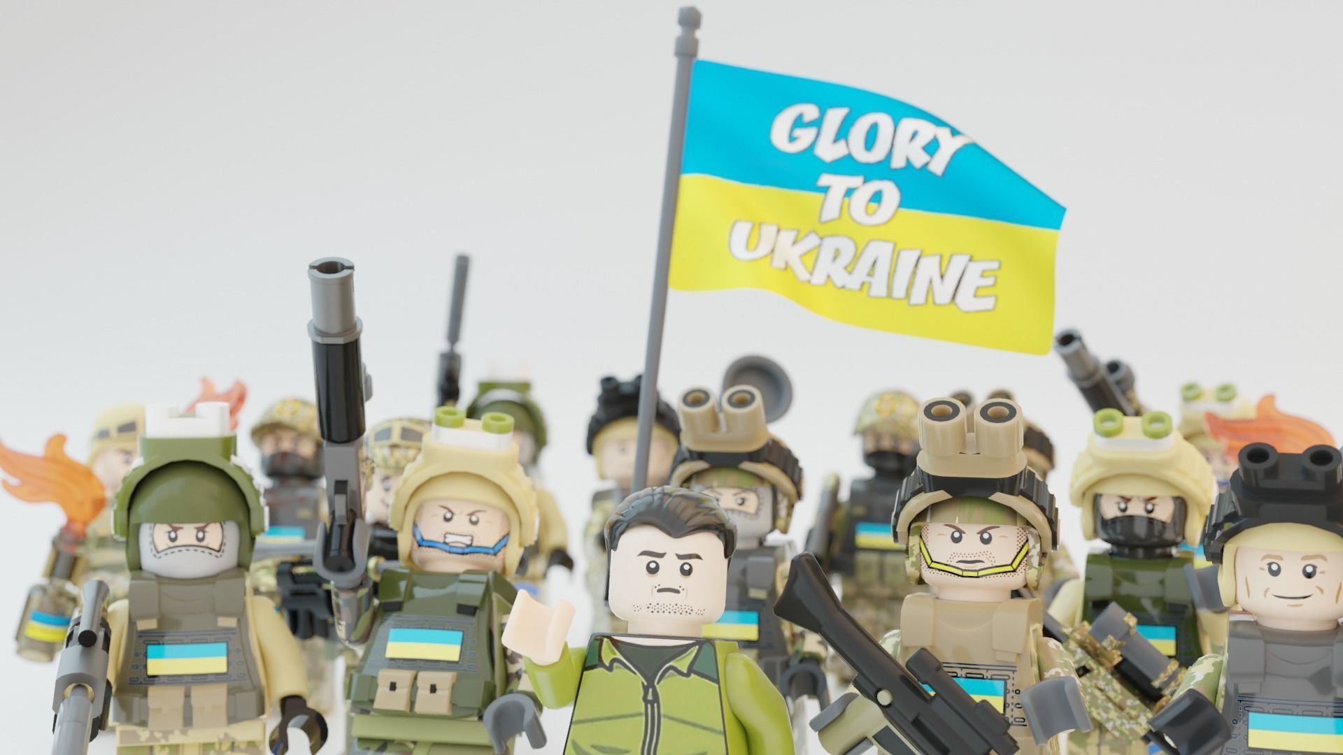 Volodymyr Zelenskyy Ukrainian President   with UA Force squad 3D model_2