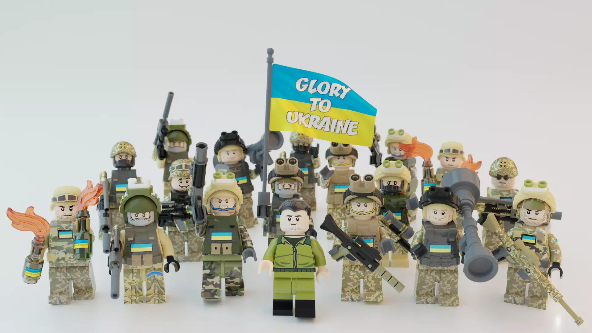 Volodymyr Zelenskyy Ukrainian President   with UA Force squad 3D model_0