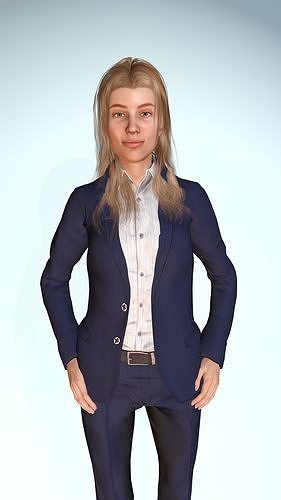 Business Woman Anna with idle animation Low-poly 3D model