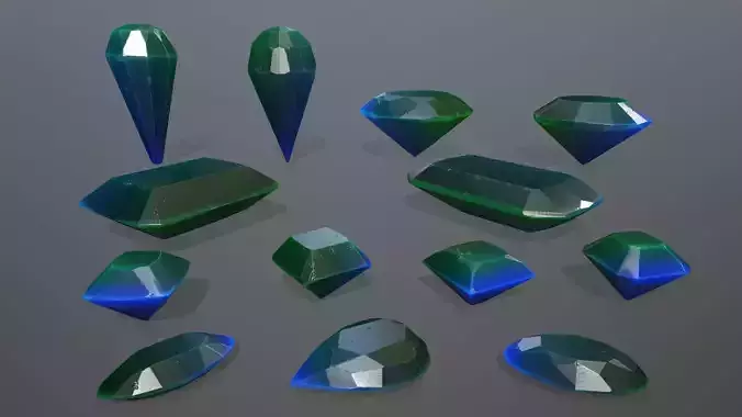 Gem Set of gemstones Low-poly 3D model