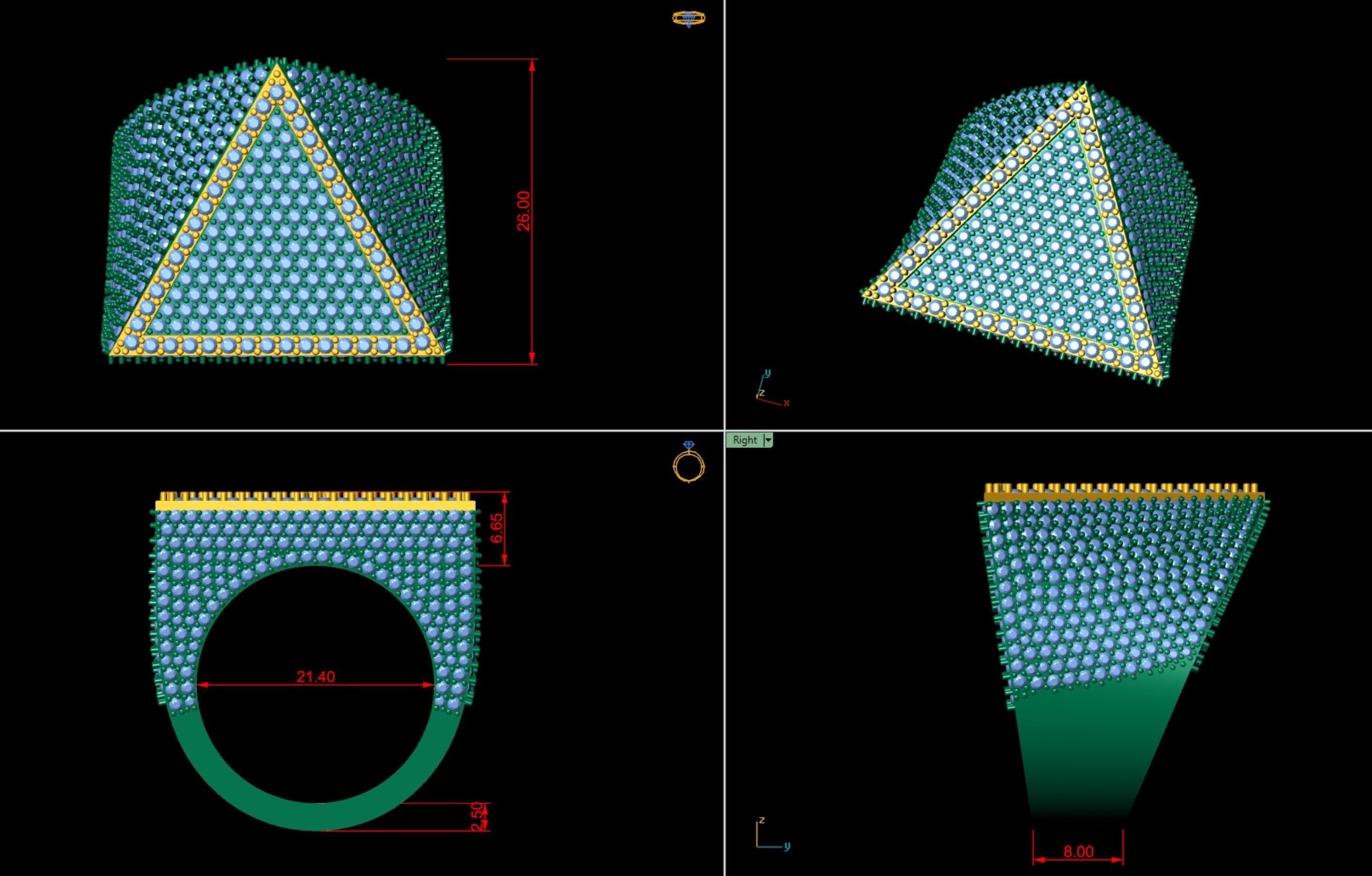 Triangular Pyramid Shape Champions Diamond Ring 02 3D print model_9